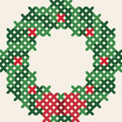 Christmas Wreath: simulated stitched preview