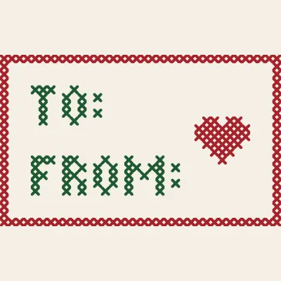 To and From Gift Tag: simulated stitched preview
