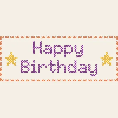 Happy Birthday: simulated stitched preview