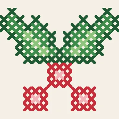 Holly Sprig: simulated stitched preview