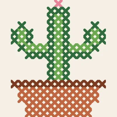 Potted Cactus: simulated stitched preview