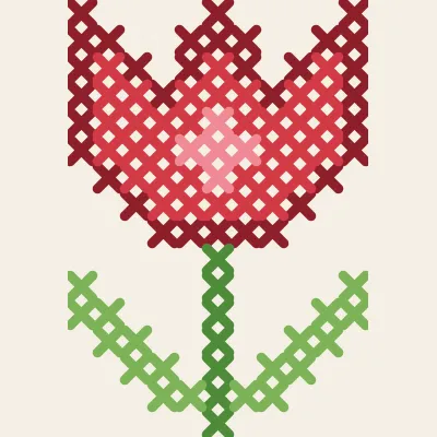 Red Tulip: simulated stitched preview